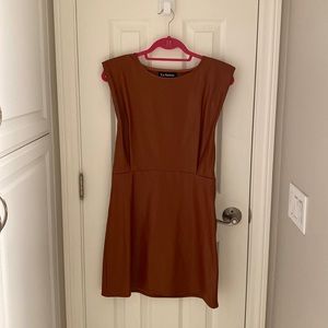Faux Leather Brown Mini Dress